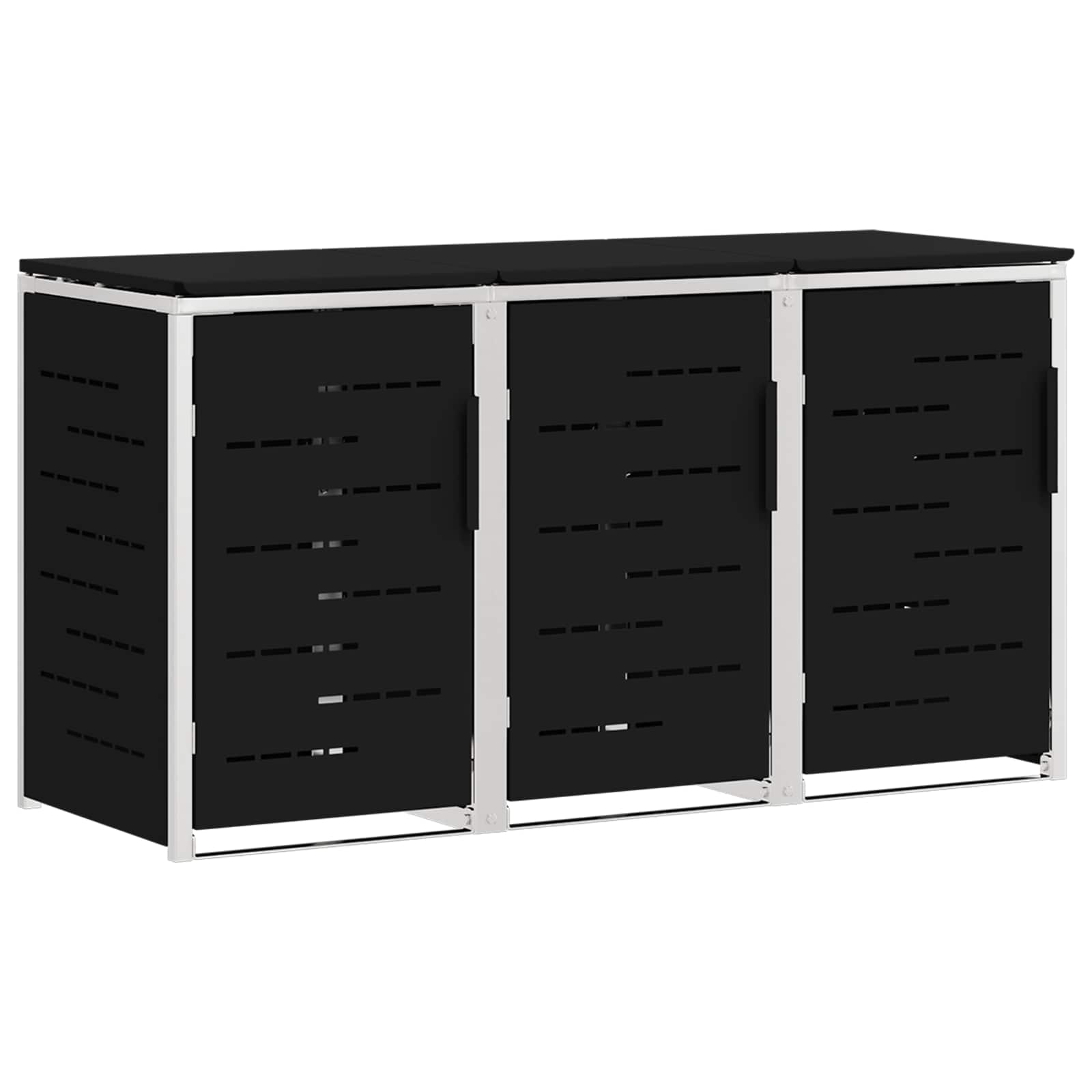 Mülltonnenbox for 2 Bins 240L Edelstahl Schwarz