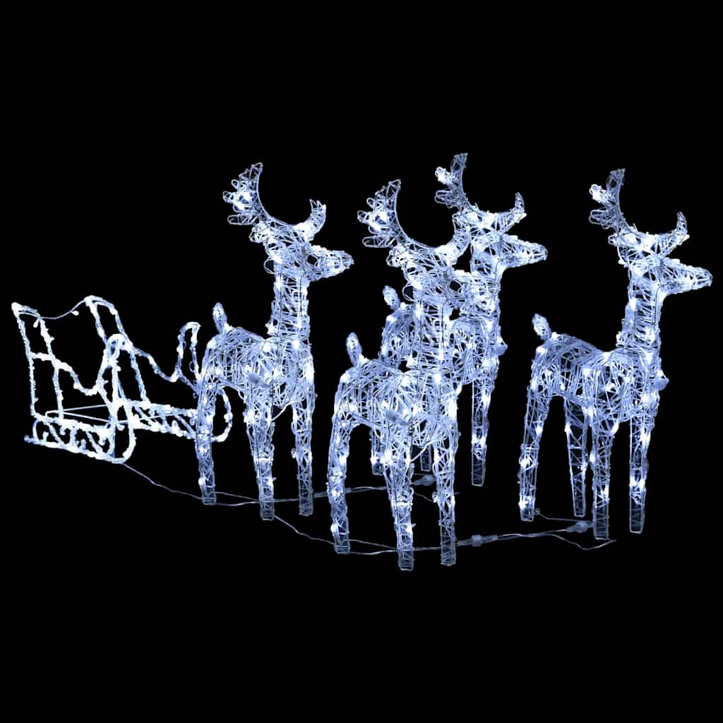 Rentiere & Schlitten Weihnachtsdekoration 160 LEDs 130 cm Acryl