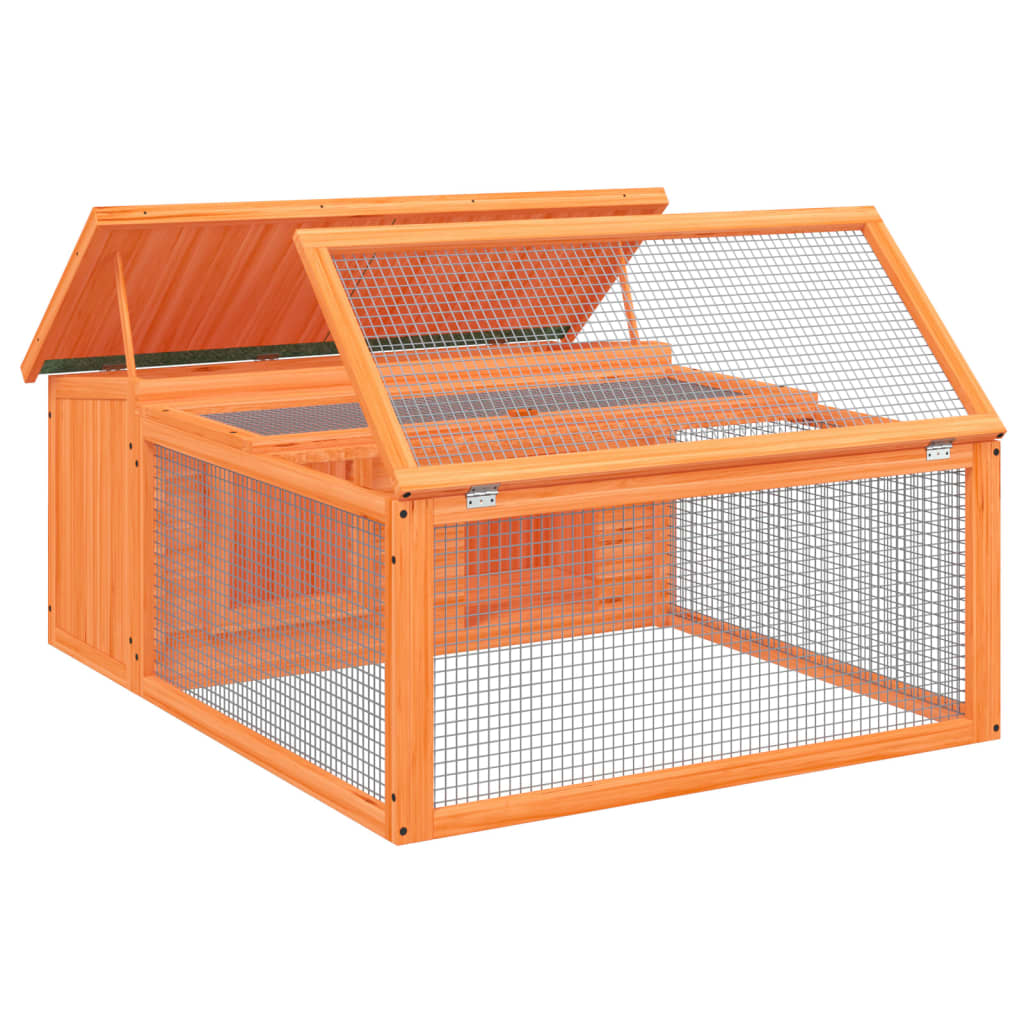 Kaninchenstall Mokka 117,5x97x47,5 cm Massivholz Kiefer