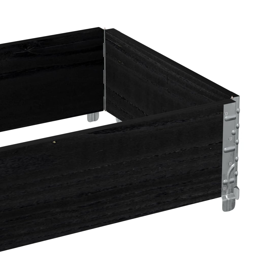 Paletten-Aufsatzrahmen Schwarz 80x60 cm Massivholz Kiefer