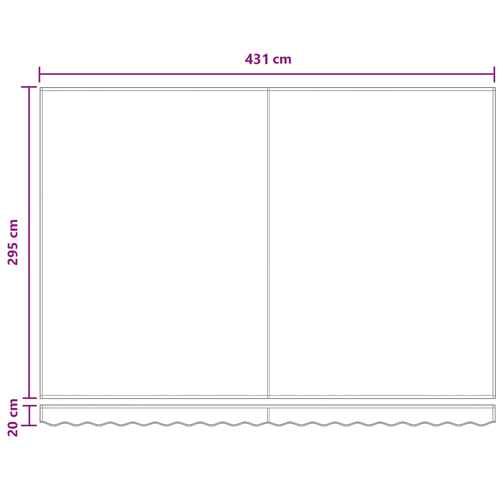 Markise Manuell Einziehbar mit LED 300x250 cm Blau und Weiß