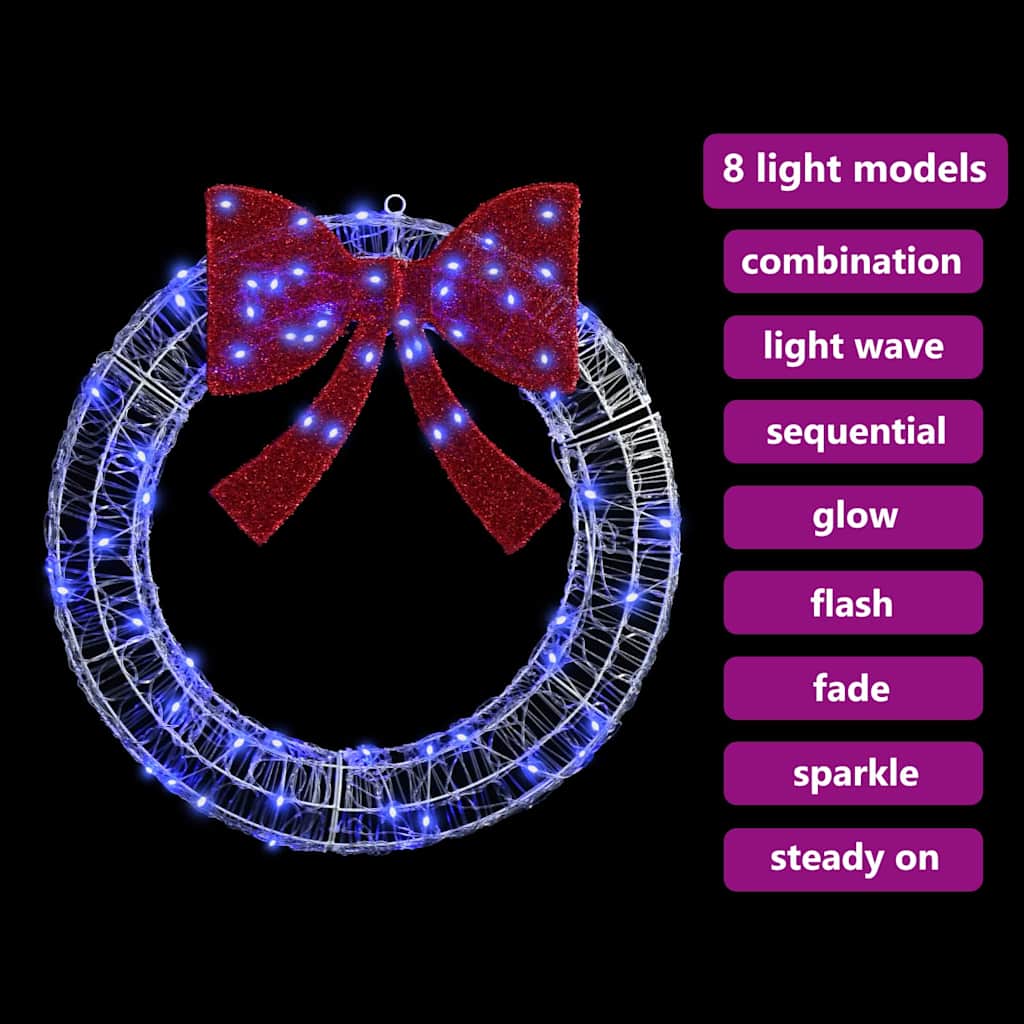 Kranz mit 60 LEDs Warmweiß 76 x 76 x 8,5 cm Acryl
