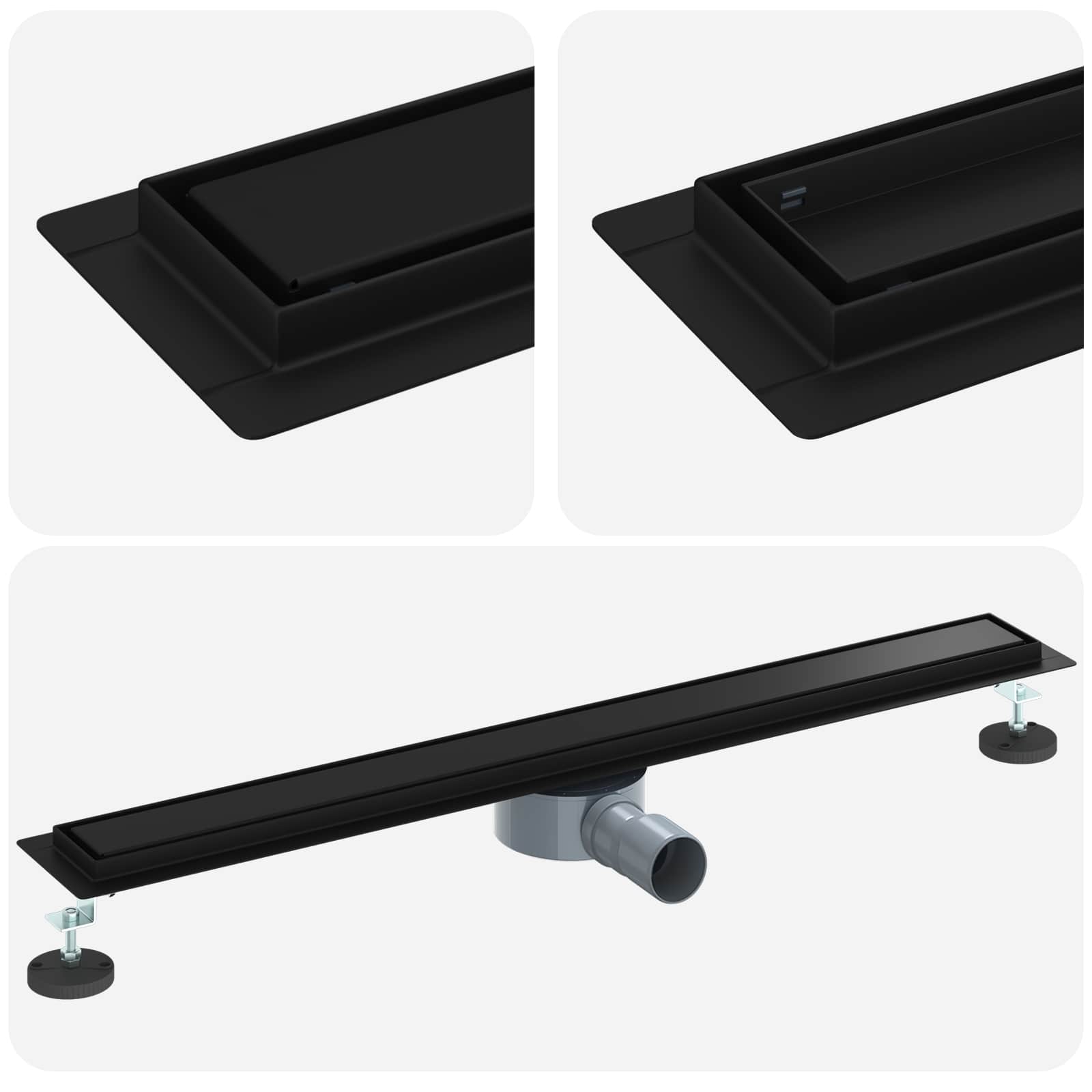 Duschablauf 2-in-1 mit 360° Siphon Silber 54 x 11 x 9,5 cm