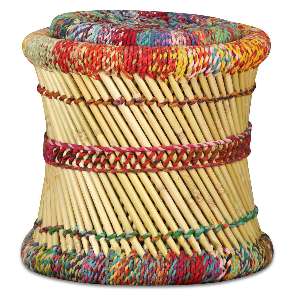 Hocker 2 Stk. Bambus und Jute