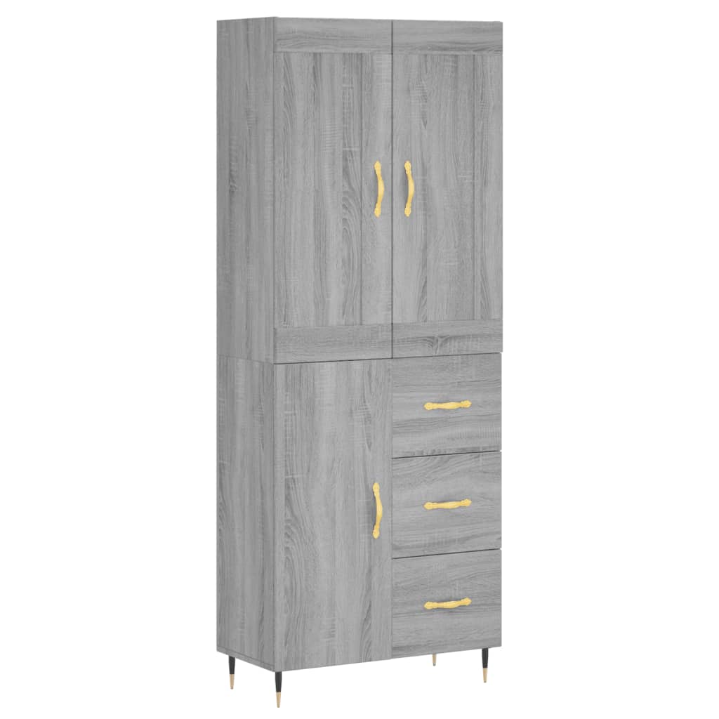 Highboard Betongrau 69,5x34x180 cm Holzwerkstoff