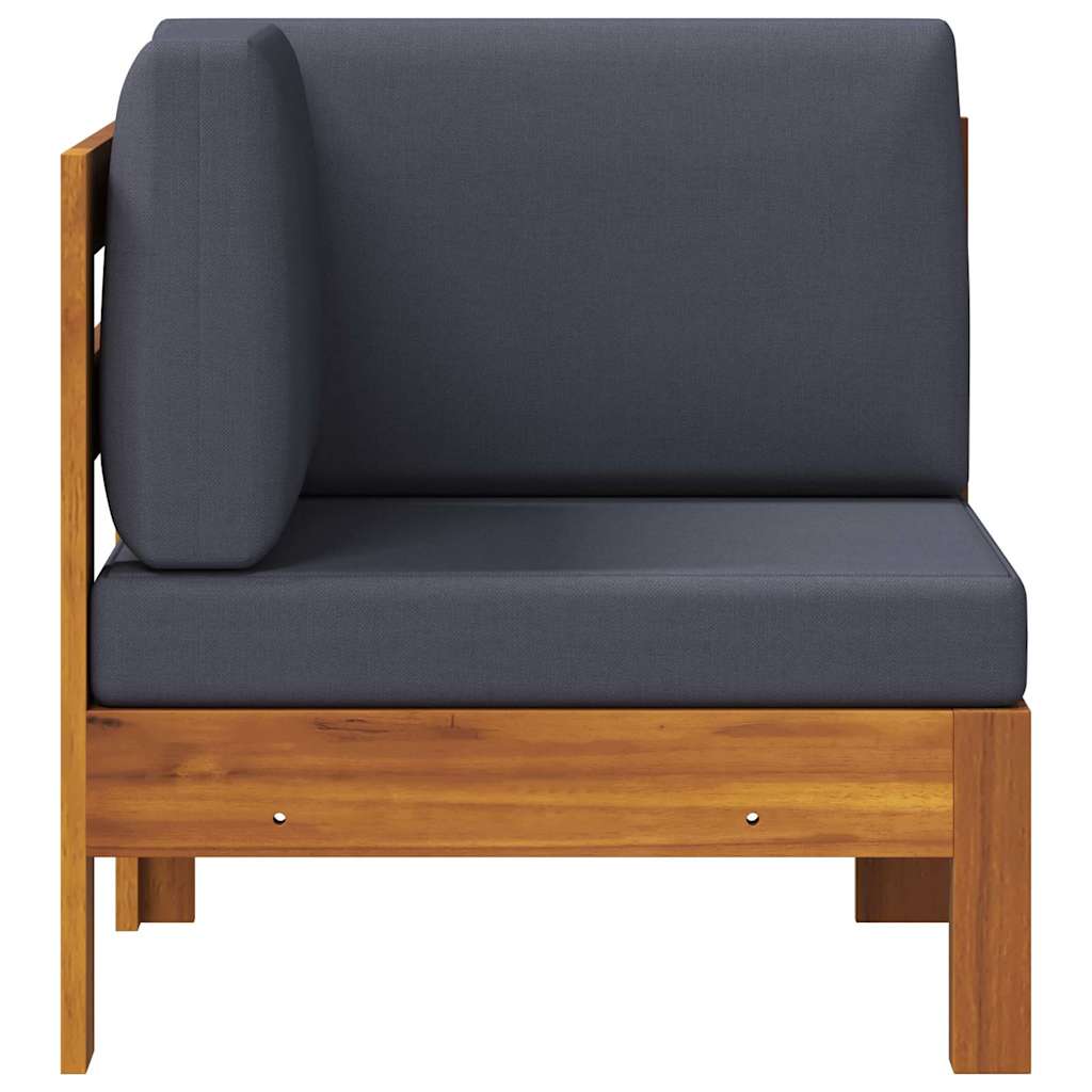 2-tlg. Garten-Lounge-Set mit Cremeweißen Kissen Akazienholz