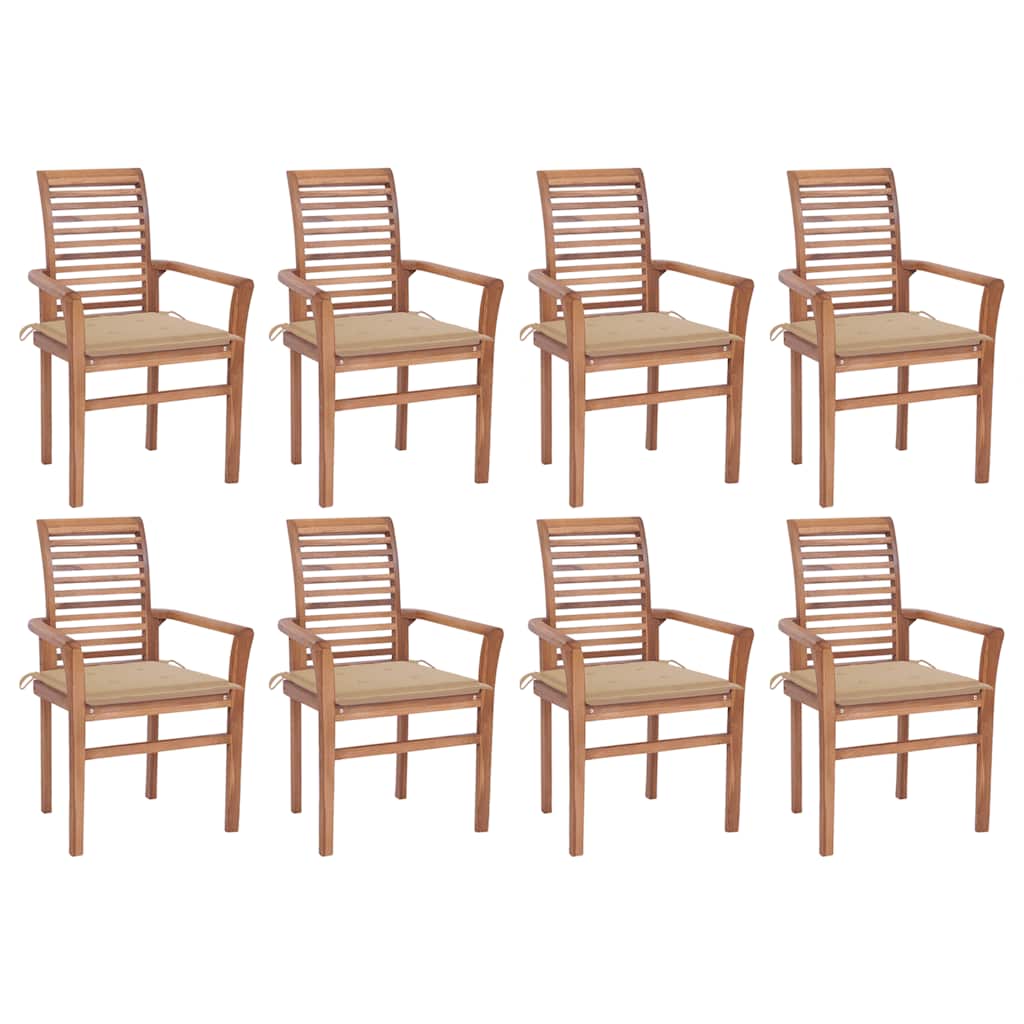 Essstühle 4 Stk. mit Anthrazit Kissen Massivholz Teak