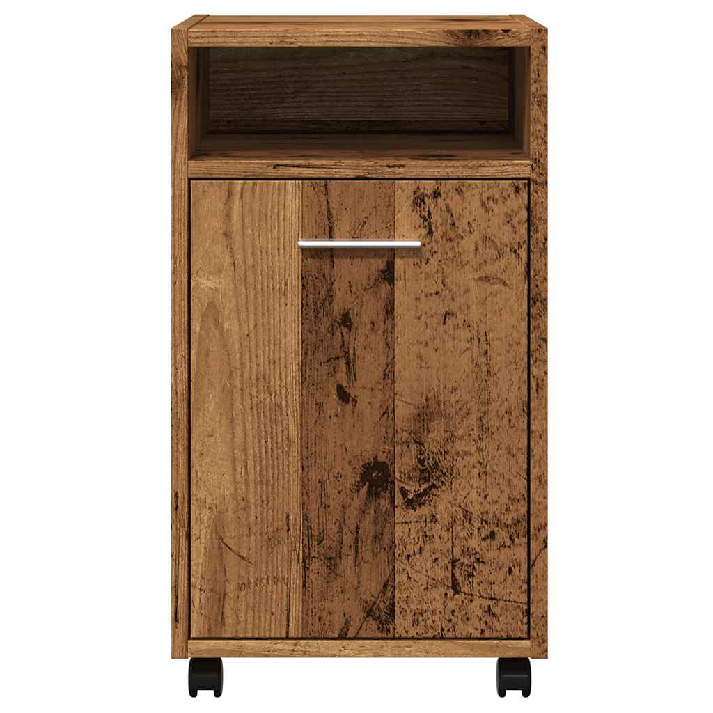 Beistellschrank mit Rollen Weiß 33x38x60 cm Holzwerkstoff
