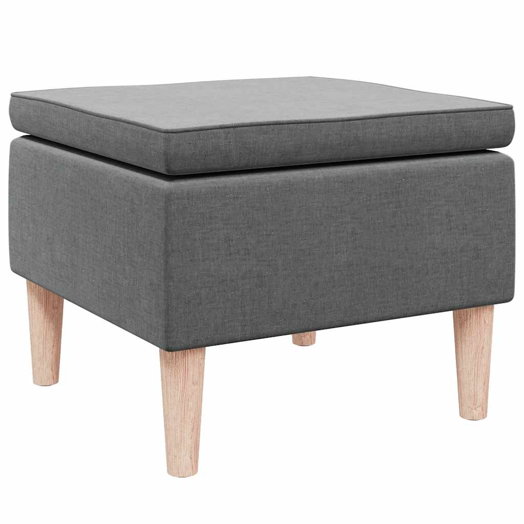 Hocker mit Holzbeinen Schwarz Stoff