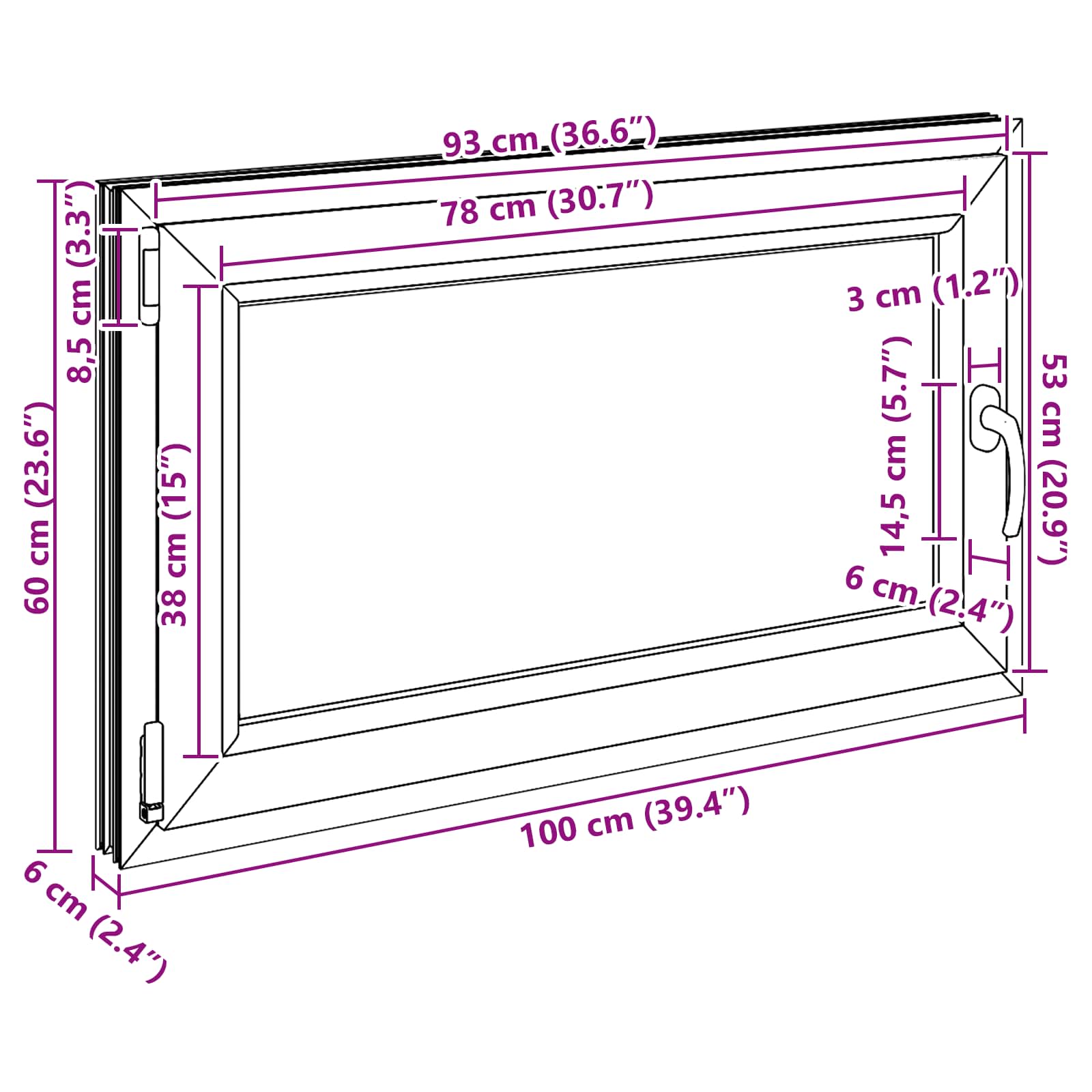 Kellerfenster RISOR 50 x 50 cm PVC und Glas Weiß