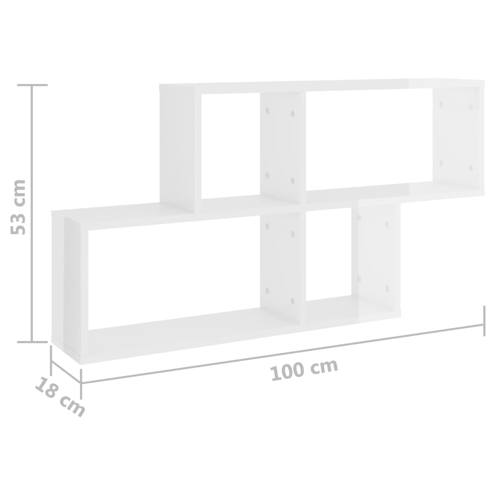 Wandregal Weiß 100x18x53 cm Holzwerkstoff