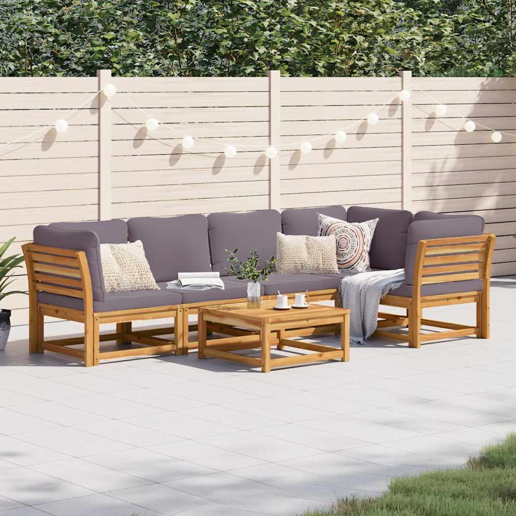 4-tlg. Garten-Lounge-Set mit Kissen Massivholz Akazie