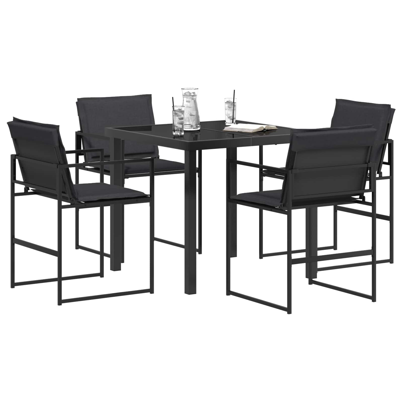 Garten Essgruppe 5 pcs Schwarz 140 x 70 x 73 cm