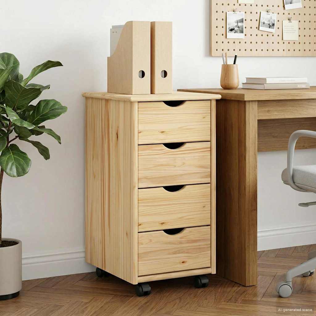 Rollschrank Honigbraun 34 x 39 x 65,5 cm Massivholz Kiefer