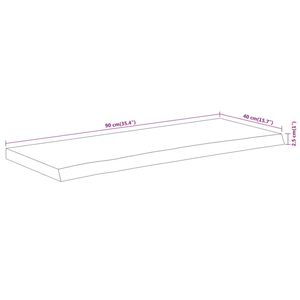 Wandregal 40x20x2,5 cm Rechteckig Massivholz Akazie Baumkante