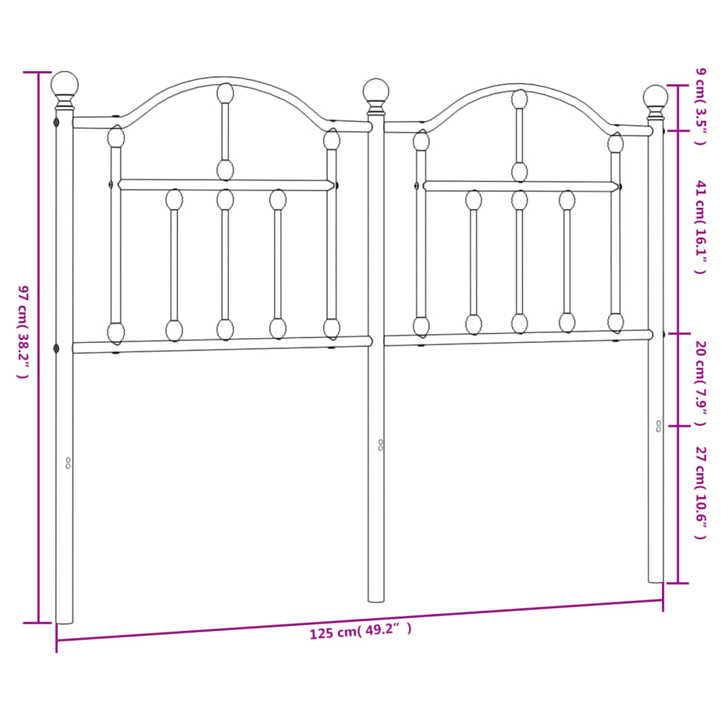 Ersatz-Kopfteil Metall Schwarz 90 cm