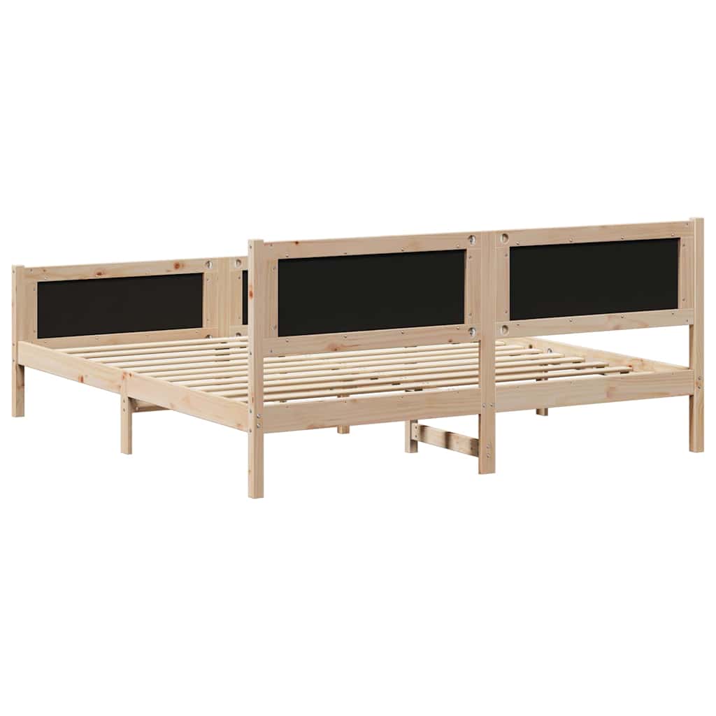 Bettgestell Braun und hellgrau 200 x 200 cm Massivholz Kiefer