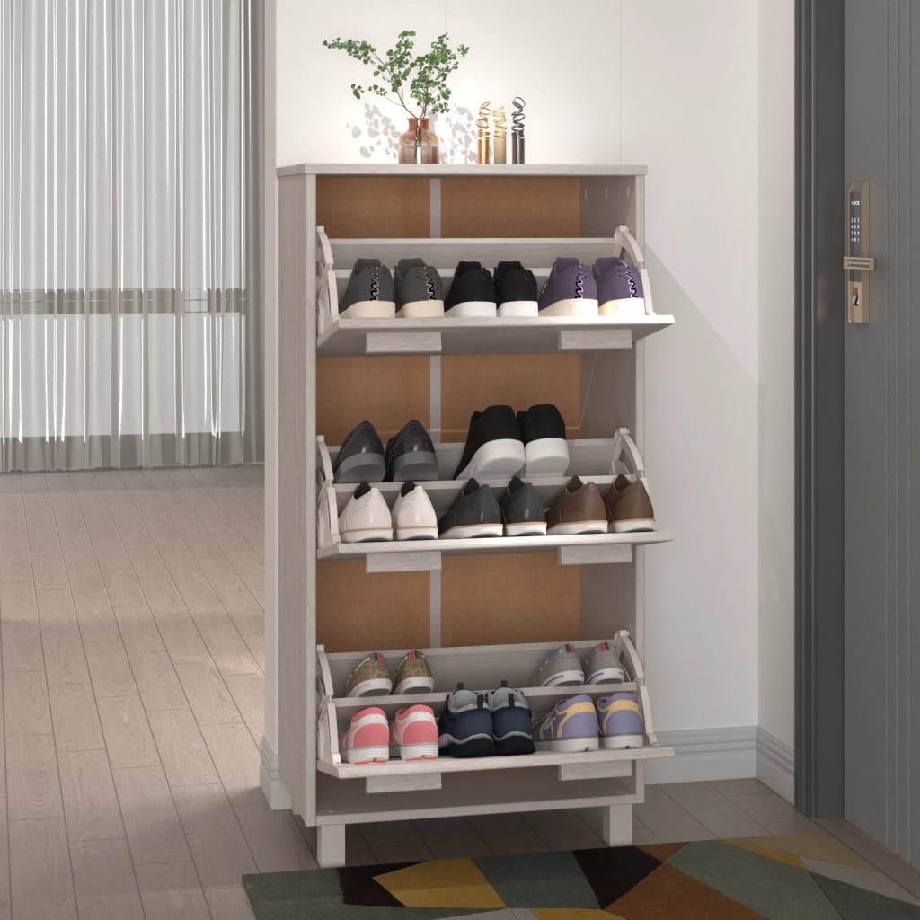 Schuhschrank HAMAR Honigbraun 59,5x35x117 cm Massivholz Kiefer