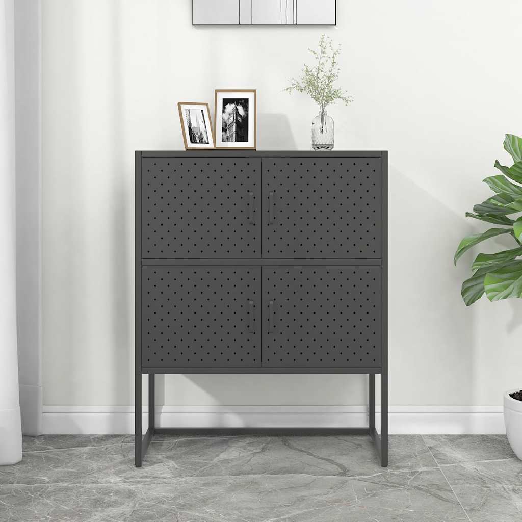 Highboard Schwarz 80x35x135 cm Stahl