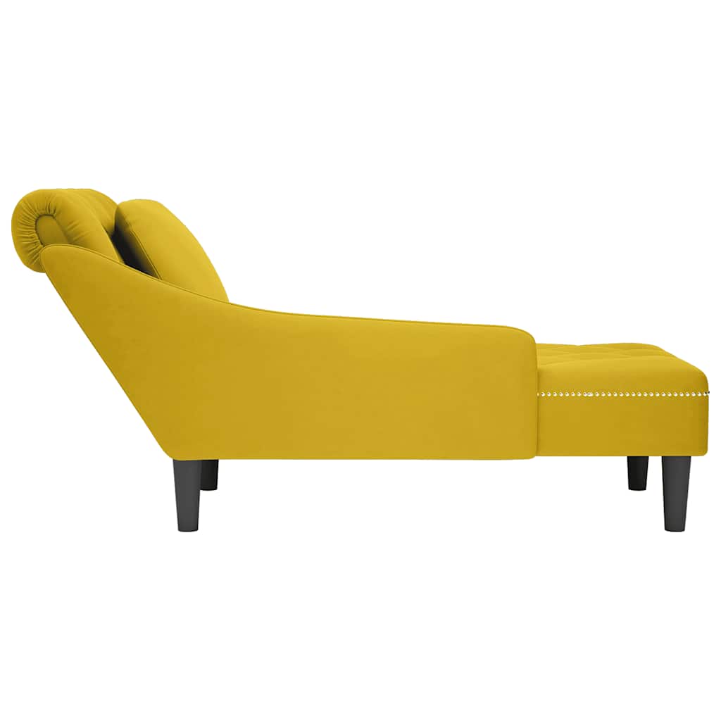 Chaiselongue mit Kissen und Rechter Armlehne Blau Samt