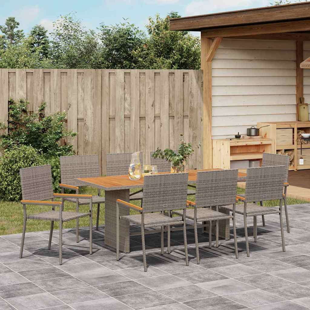Garten Essgruppe 7 pcs Schwarz Poly-Rattan
