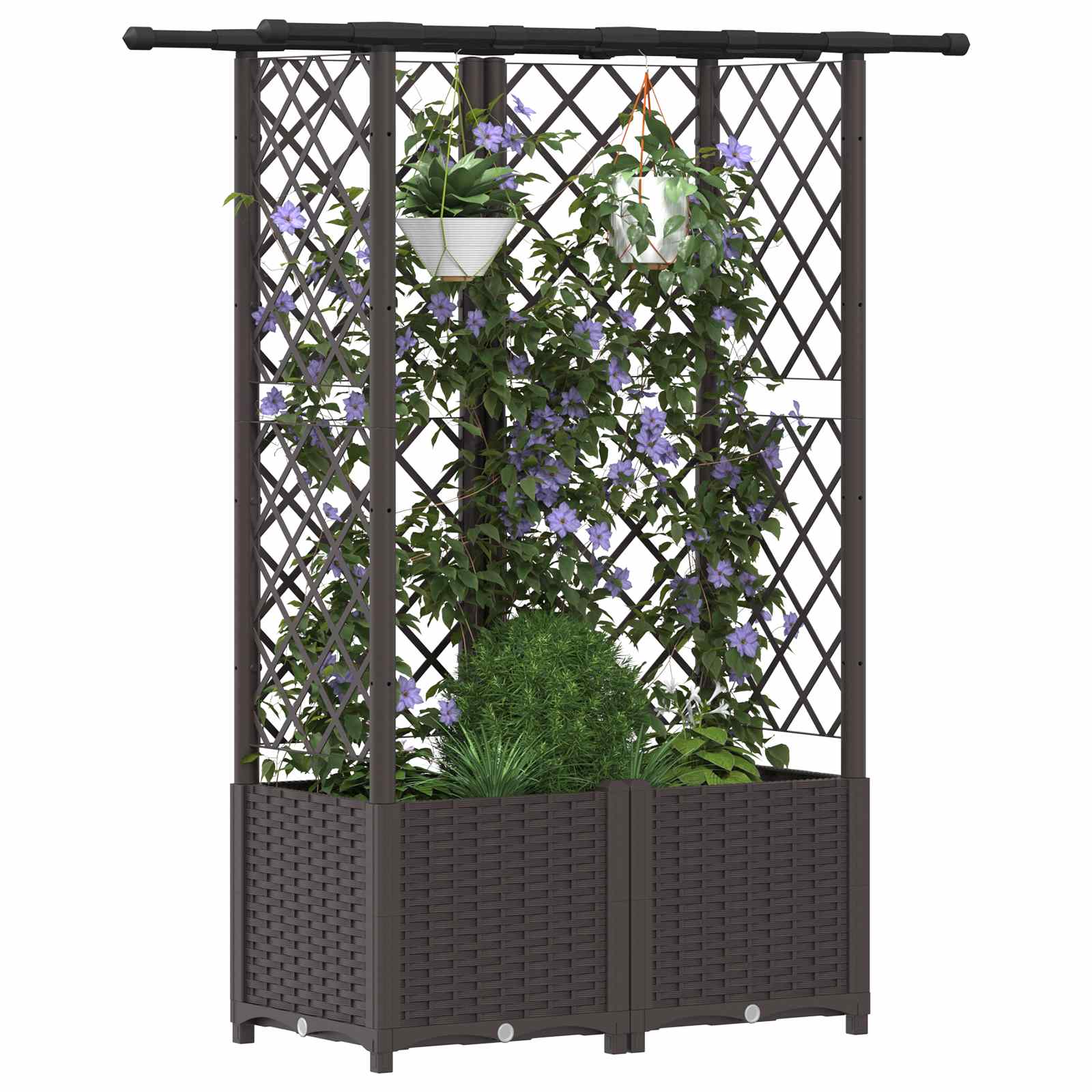 Hochbeet mit Rankgitter und Dach Braun 124 x 40 x 123 cm PP