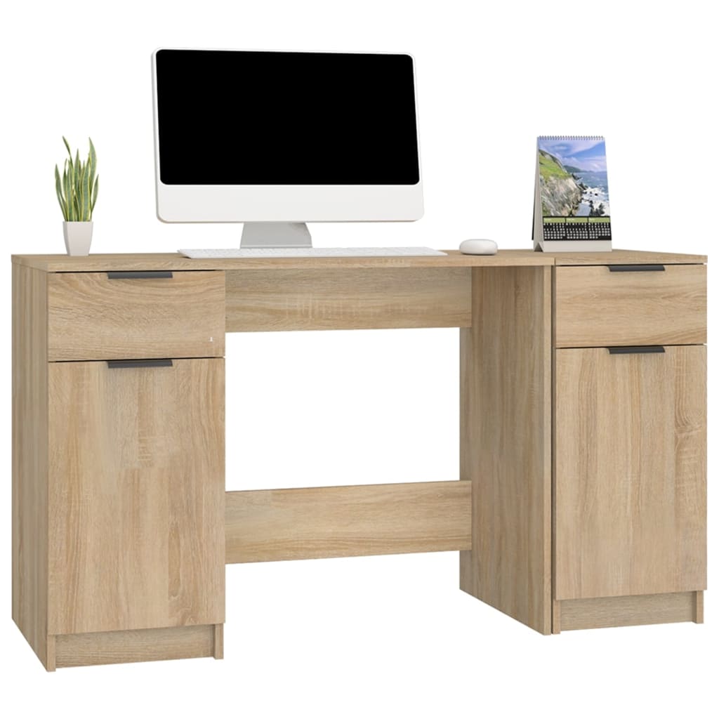 Schreibtisch mit Beistellschrank Weiß Holzwerkstoff