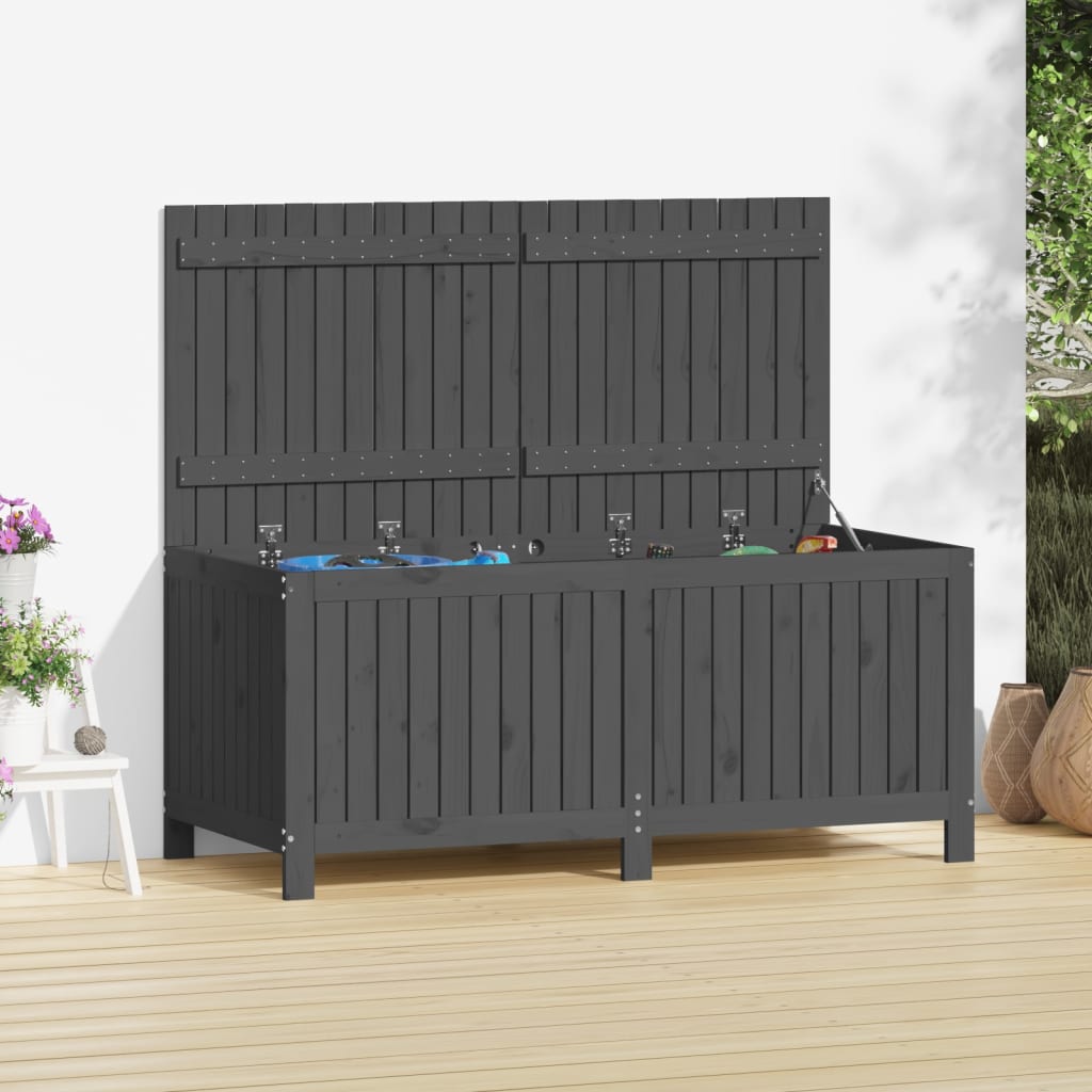 Gartentruhe Grau 76x42,5x54 cm Massivholz Kiefer