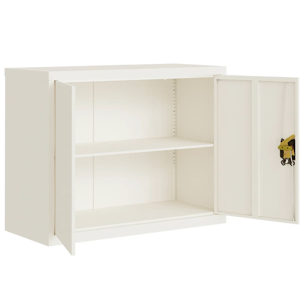 Aktenschrank mit 2 Türen Grau 90 cm Stahl