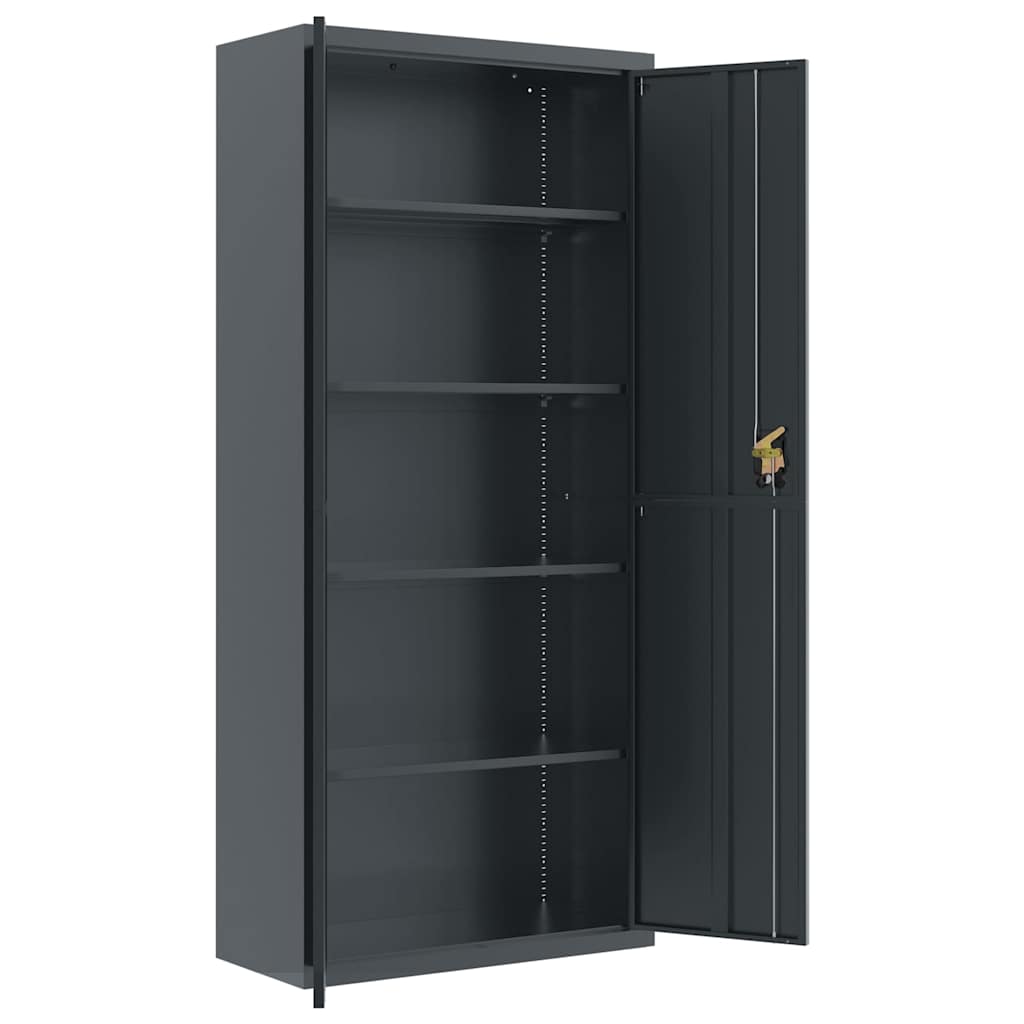 Aktenschrank mit 2 Türen Grau 90 cm Stahl
