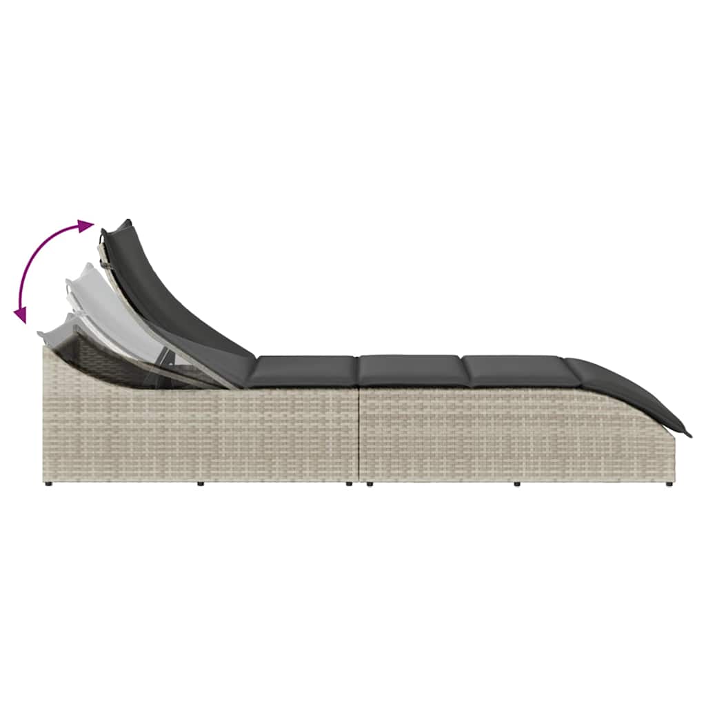 Klappliege mit Auflage und Stauraum Schwarz Poly-Rattan
