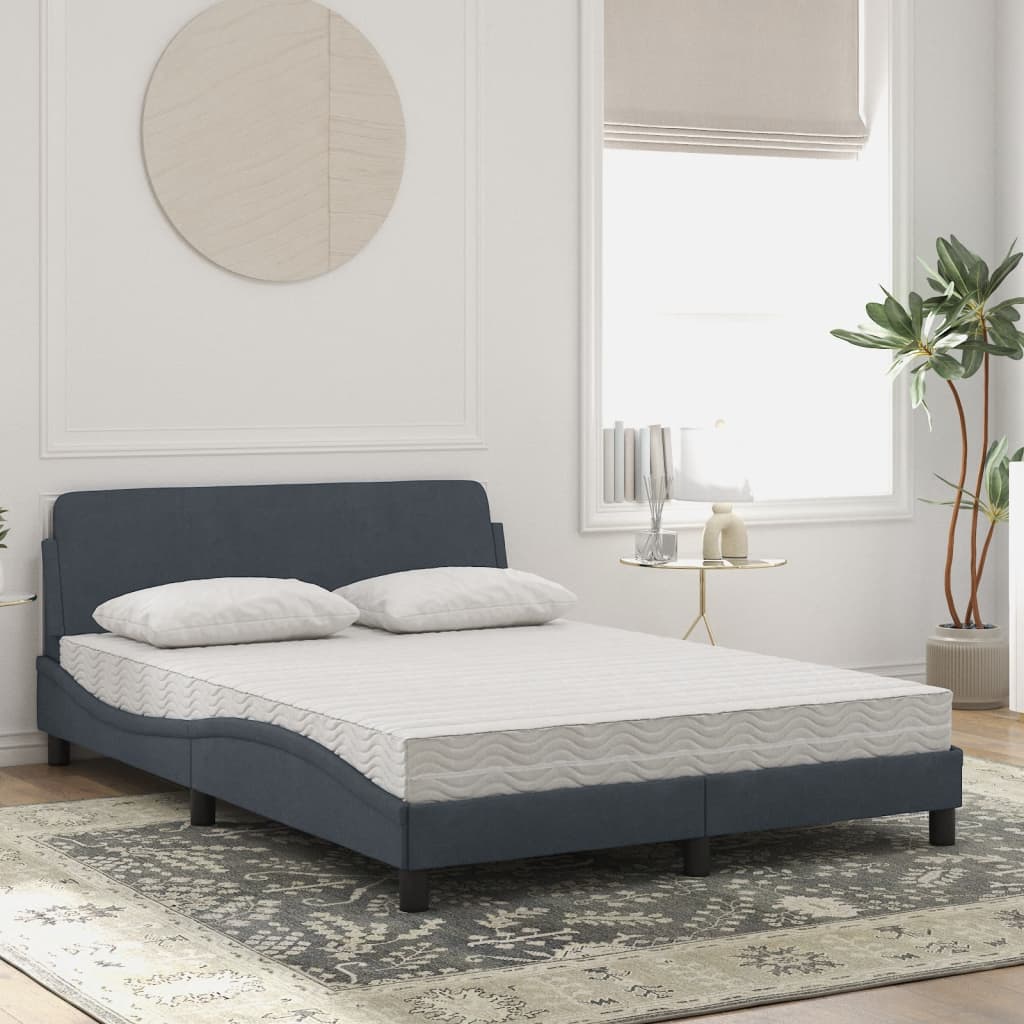 Bett mit Matratze "Dover" Hellgrau 80x200 cm Samt