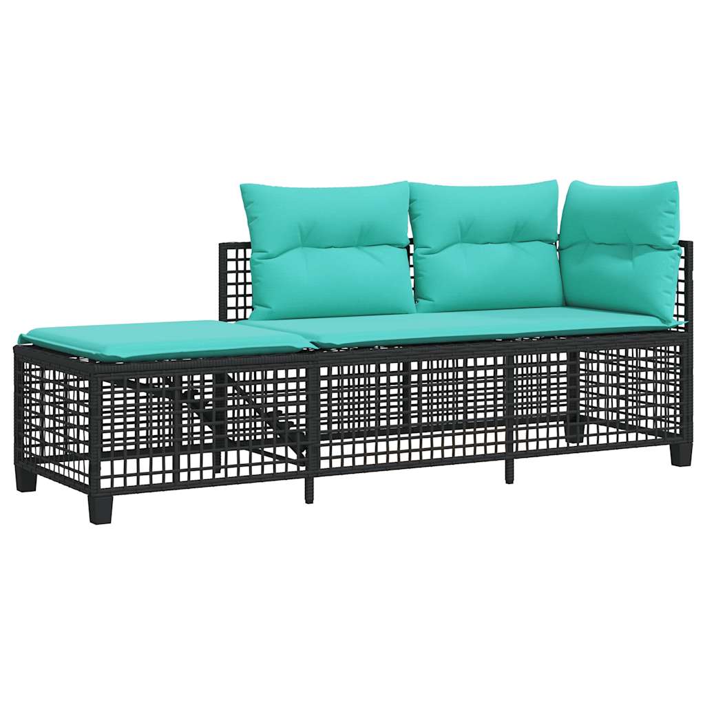 3-teiliges Ecksofa-Set für den Garten mit Kissen, grau, Polyrattan