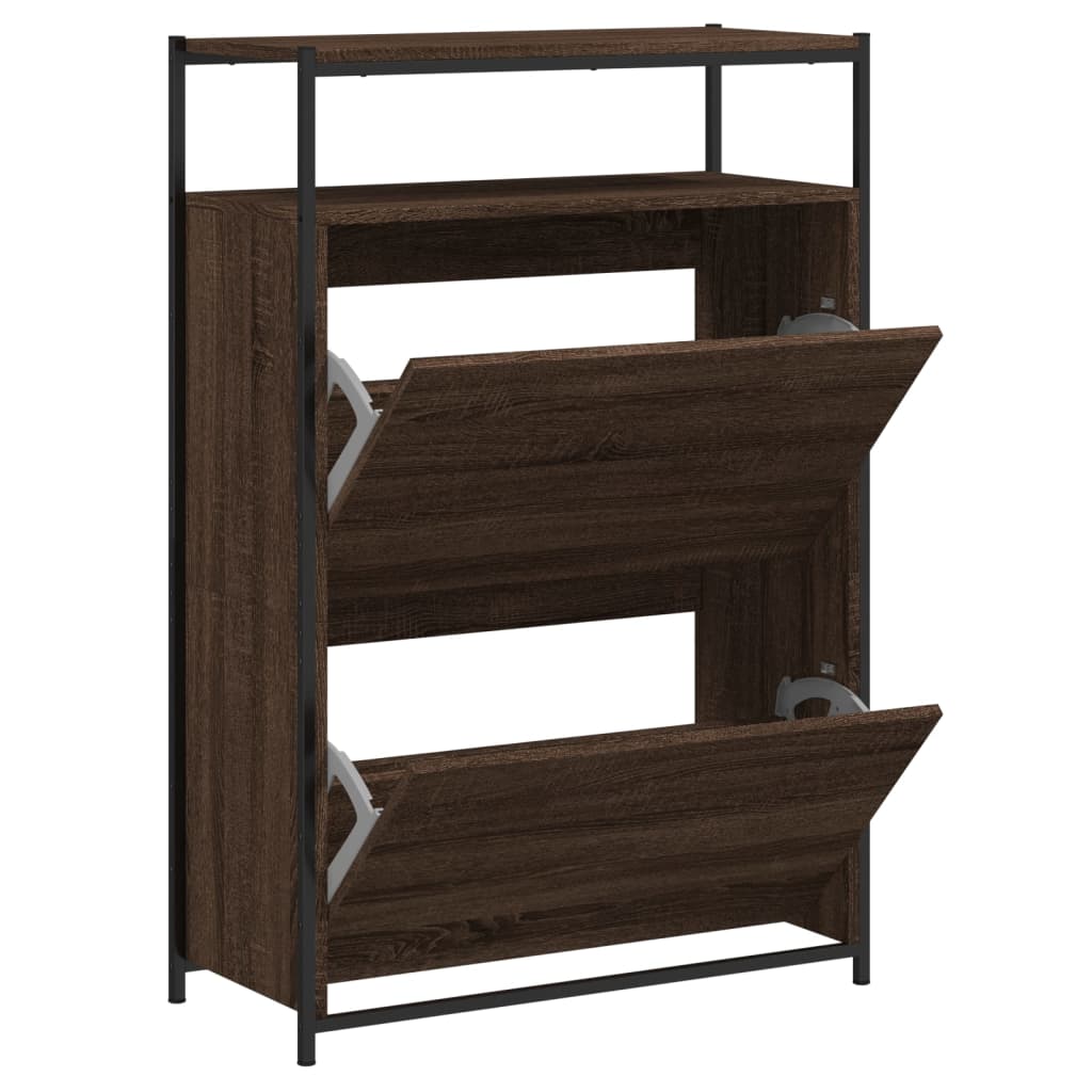 Schuhschrank mit 4 Klappen Sonoma-Eiche 100x34x112 cm
