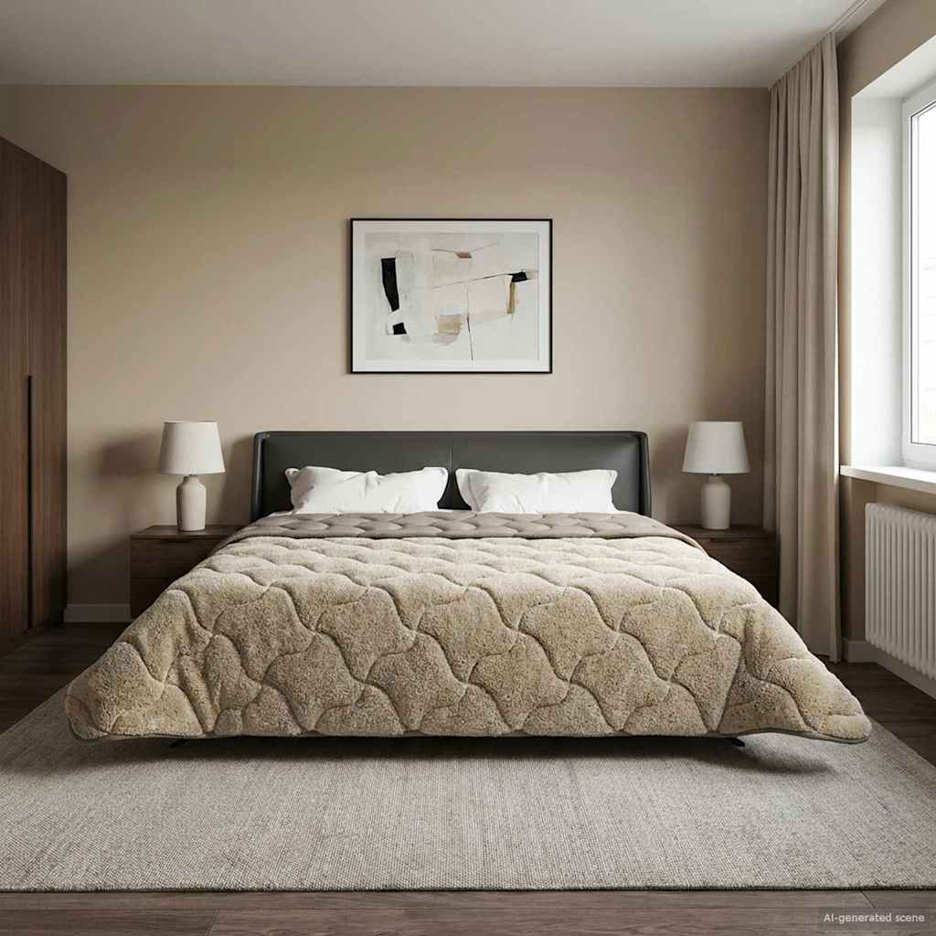Sommerdecke Anthrazit 135 x 200 cm Mikrofaser und Teddy-Fleece