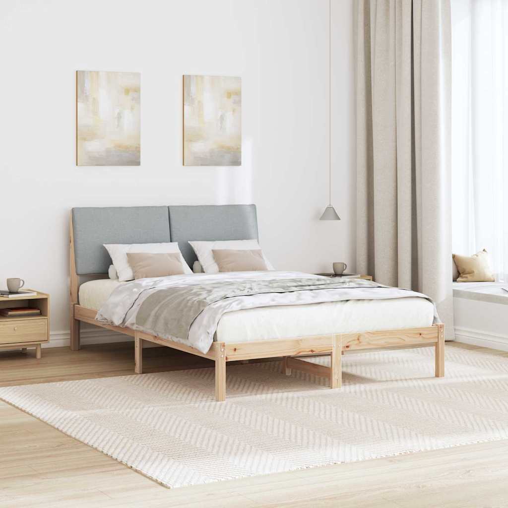 Bettgestell Braun und hellgrau 200 x 200 cm Massivholz Kiefer
