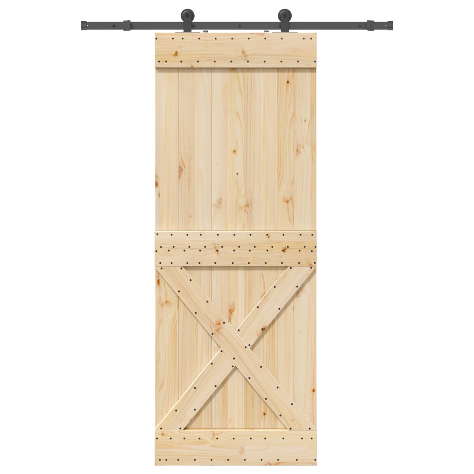 Schiebetür NARVIK Natürlich und Schwarz 70 x 210 cm (213,5 cm)