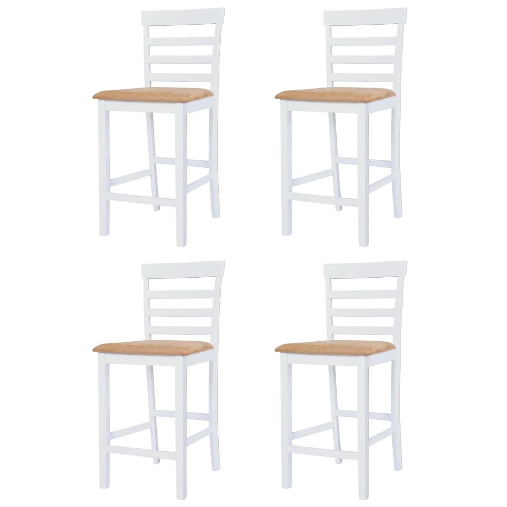 Bartisch mit Stühlen 3-tlg. Massivholz Braun und Weiß