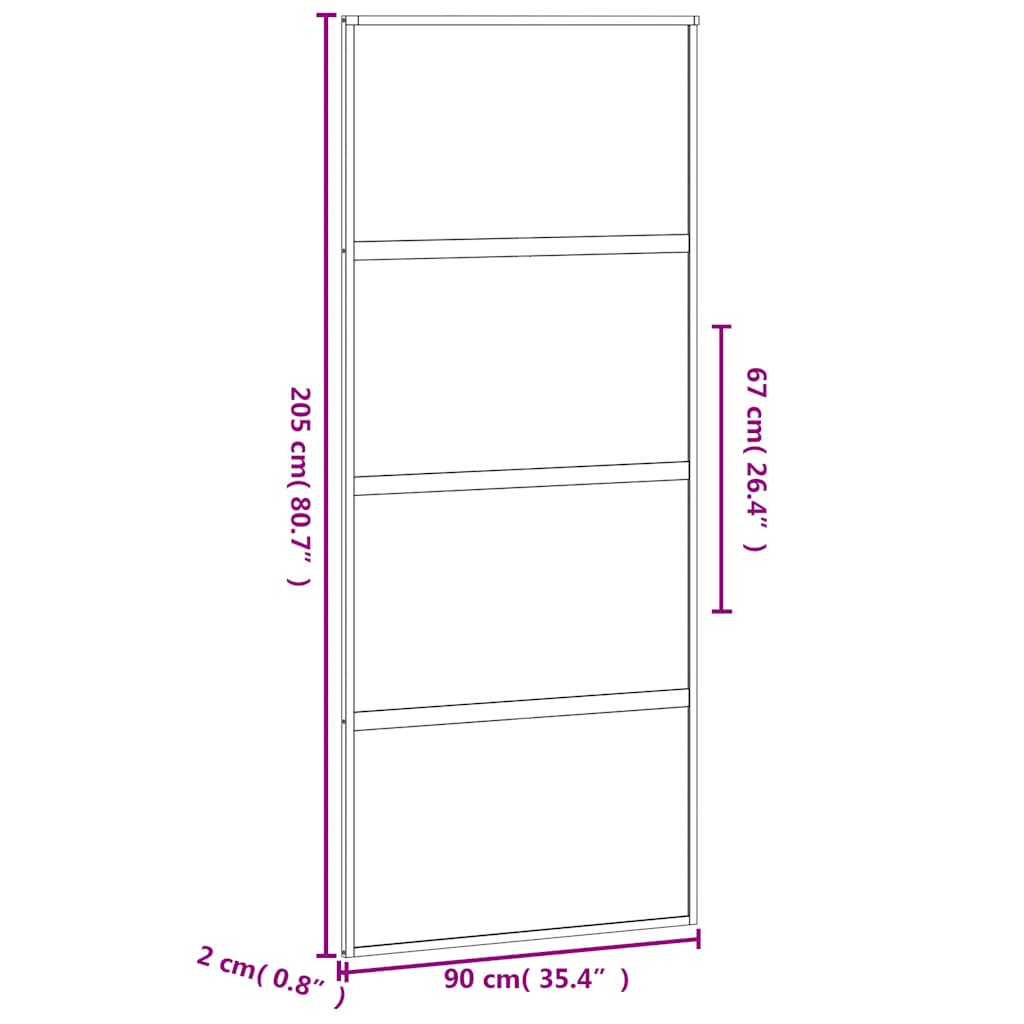 Schiebetür Aluminium und ESG Glas 90x205 cm Schwarz