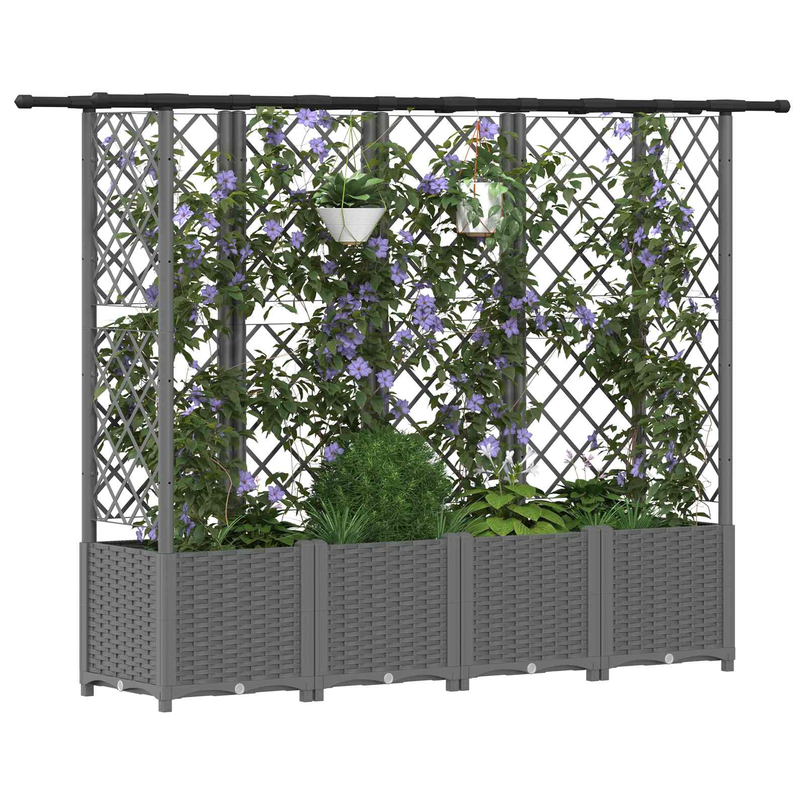 Hochbeet mit Rankgitter und Dach Braun 124 x 40 x 123 cm PP