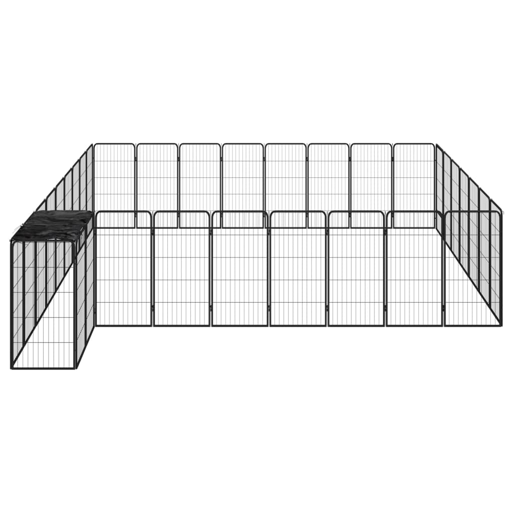6-tlg. Hundelaufstall Schwarz 50x100cm Stahl Pulverbeschichtung