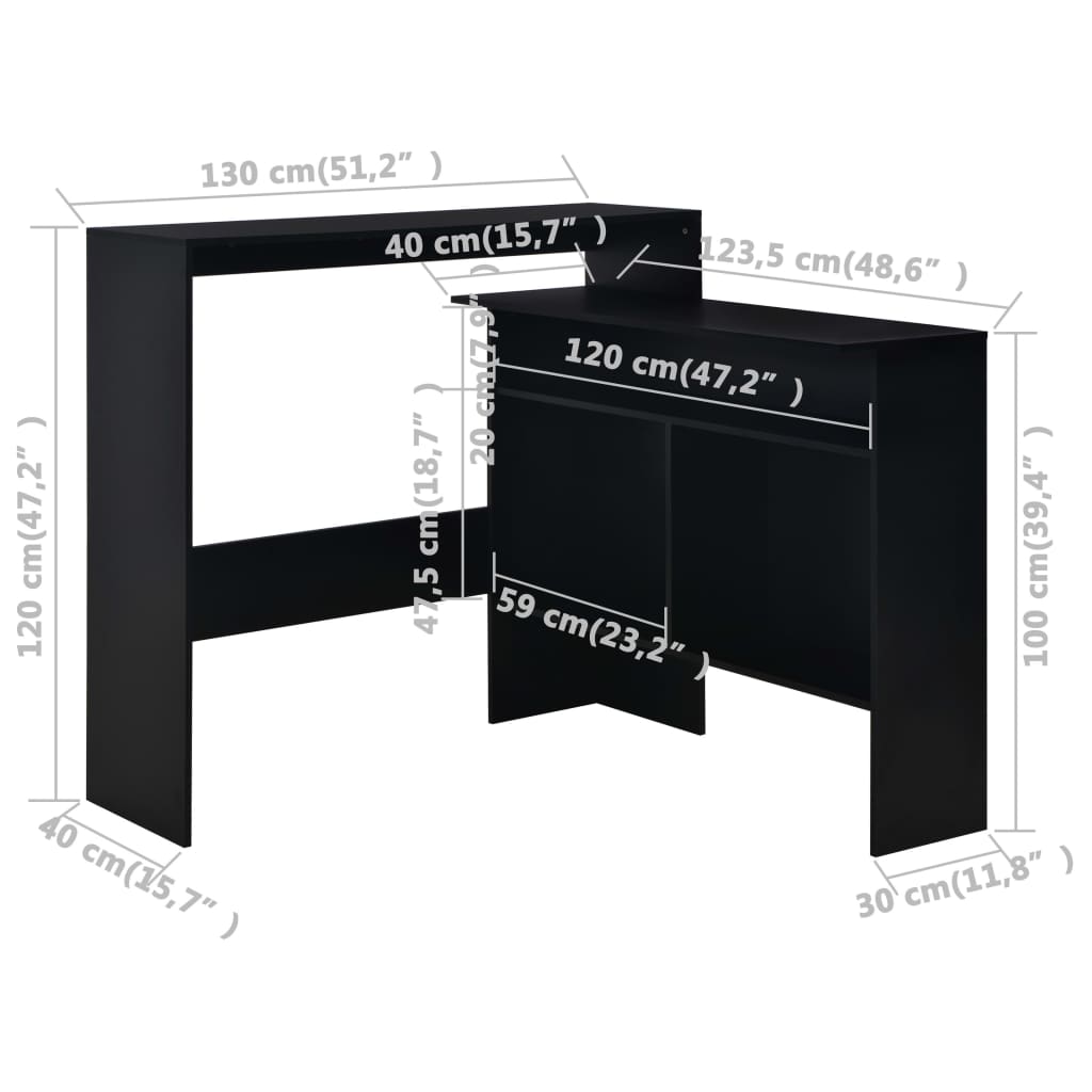 Bartisch mit 2 Tischplatten Weiß 130x40x120 cm