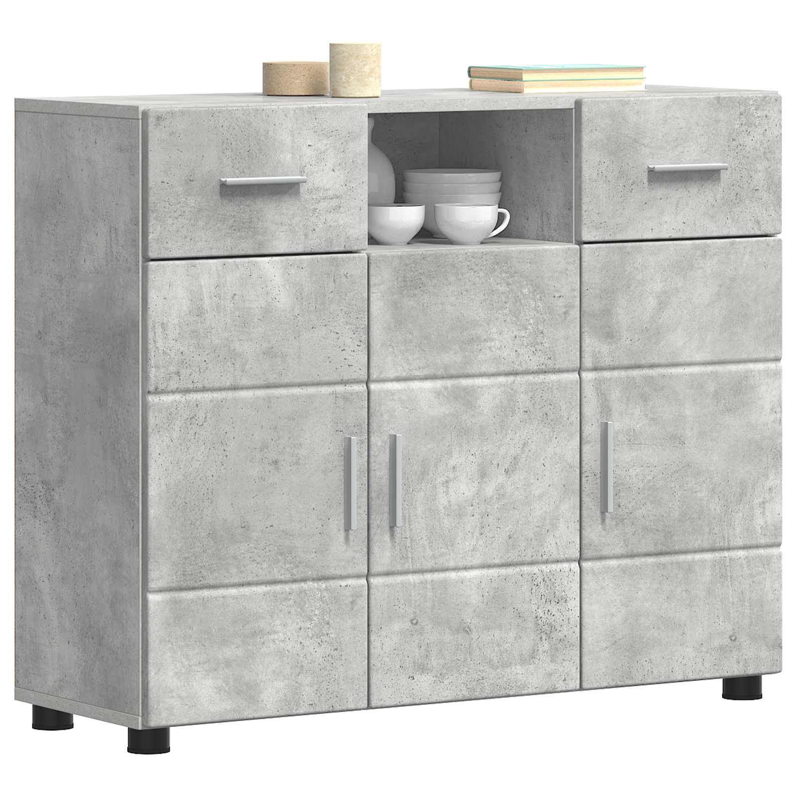 Highboard mit Regal FLORIN Weiß 60 x 35 x 182 cm Holzwerkstoff