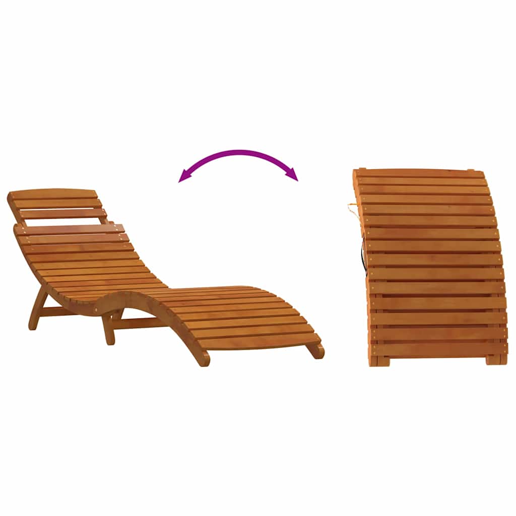 Sonnenliege mit Auflage Beige Massivholz Akazie