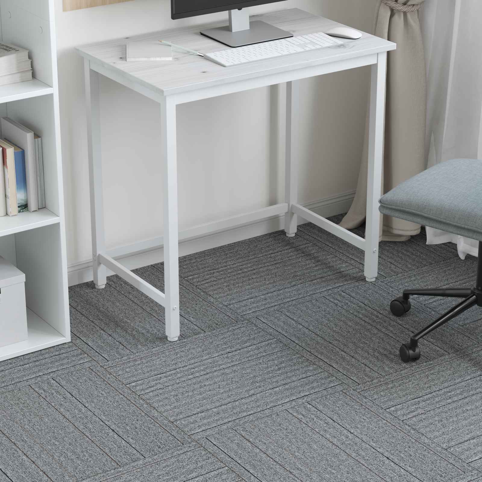 Teppichfliese Hellgrau mit Streifen 50 x 50 cm 4 pcs