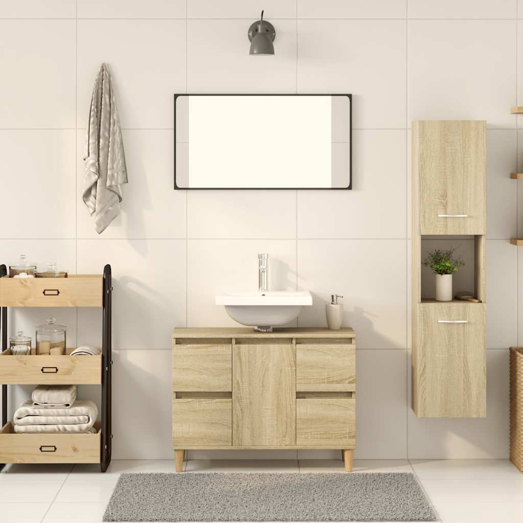 Badezimmerschrank Weiß 30x30x130 cm Holzwerkstoff