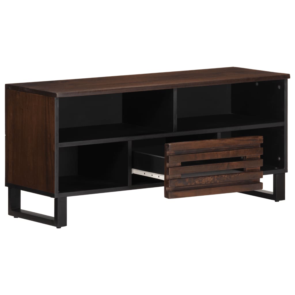 TV-Schrank 100x34x46 cm Raues Massives Mangoholz
