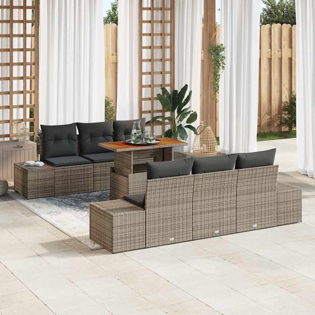 Garten Essgruppe mit Kissen 7 pcs Schwarz und Creme