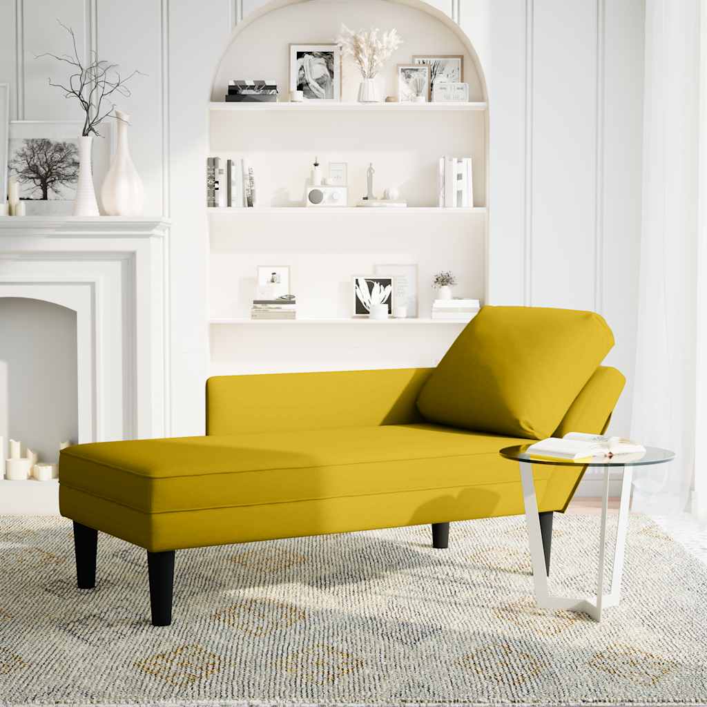 Chaiselongue mit Kissen und Rechter Armlehne Blau Samt