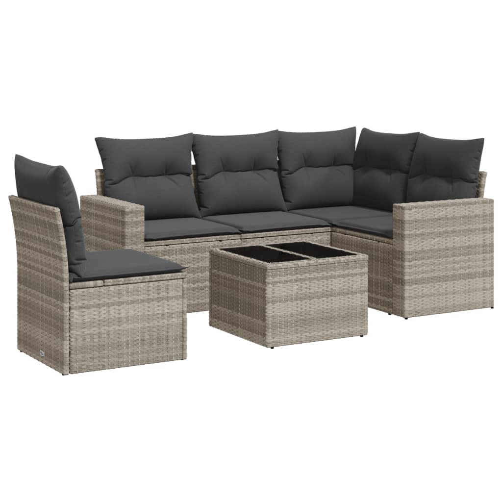 5-tlg. Garten-Sofagarnitur mit Kissen Schwarz Poly Rattan